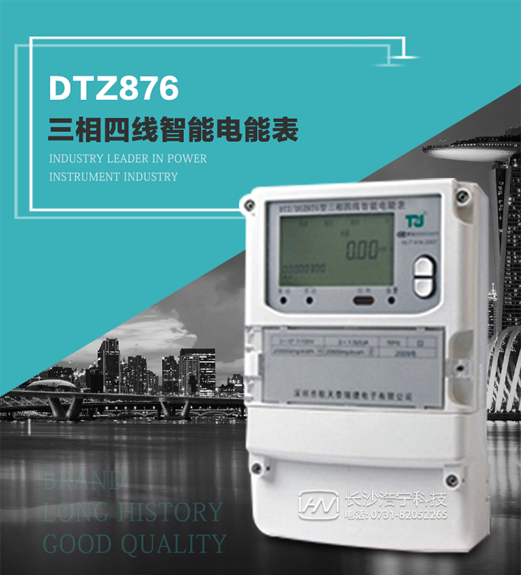 DTZ876型智能電能表是采用大規(guī)模集成電路，應(yīng)用數(shù)字采樣處理技術(shù)及SMT工藝，根據(jù)工業(yè)用戶實(shí)際用電狀況所設(shè)計(jì)制造的具有現(xiàn)代先進(jìn)水平的儀表。
該表性能指標(biāo)符合GB/T 17215.321-2008《交流電測量設(shè)備 特殊要求》第21部分靜止式有功電能表（1級(jí)和2級(jí)）、GB/T 17215.322-2008《交流電測量設(shè)備 特殊要求》第22部分靜止式有功電能表（0.2S級(jí)和0.5S級(jí)）國家標(biāo)準(zhǔn)和DL/T 614–2007《多功能電能表》標(biāo)準(zhǔn)，其通信符合DL/T645–2007《多功能電能表通信協(xié)議》的要求，并兼容DL/T645–1997《多功能表通信規(guī)約》的要求，可根據(jù)功能定制需求符合多功能電能表的各項(xiàng)技術(shù)要求。