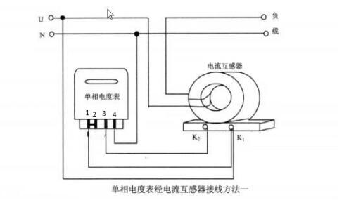 單相電表與電流互感器接線圖